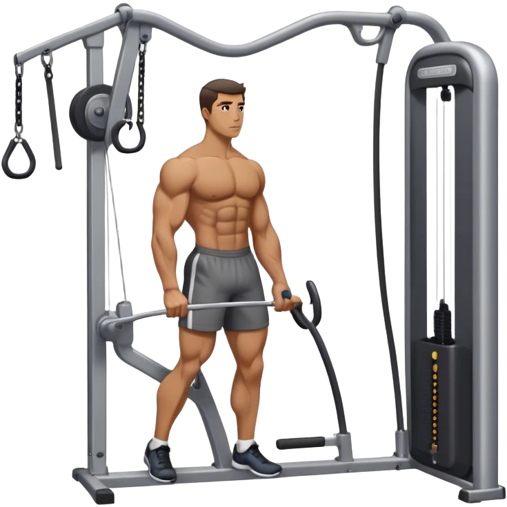 side-view man standing cable-machine tricep-pushdown emoji