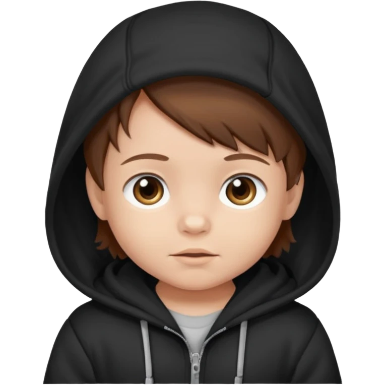 baby with brown hair and black hoodie emoji