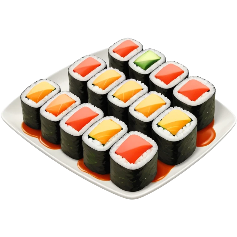 Sushi rolls with sauce on top in a plate emoji