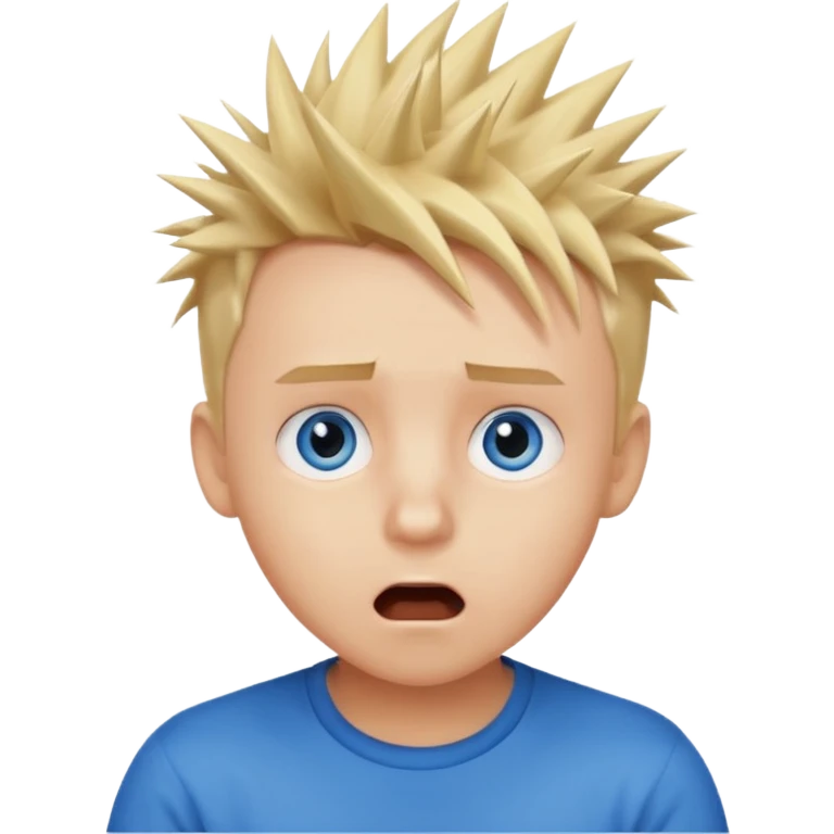 boy with spiky blonde hair, surprised face emoji