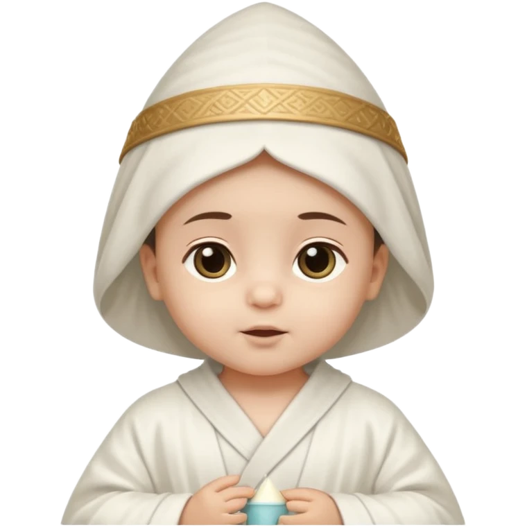 ancient arab baby with conical hat, white emoji