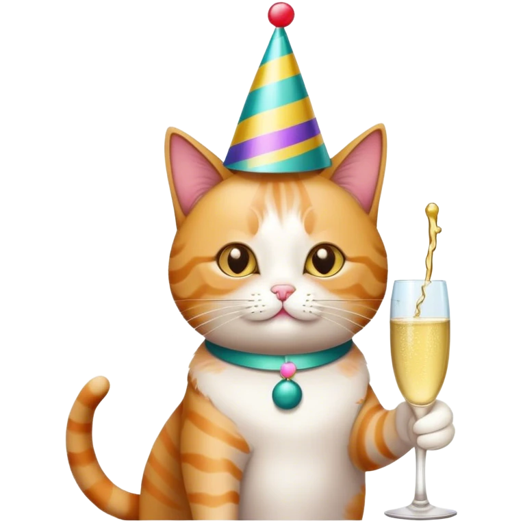 Cat at a party with champagne emoji