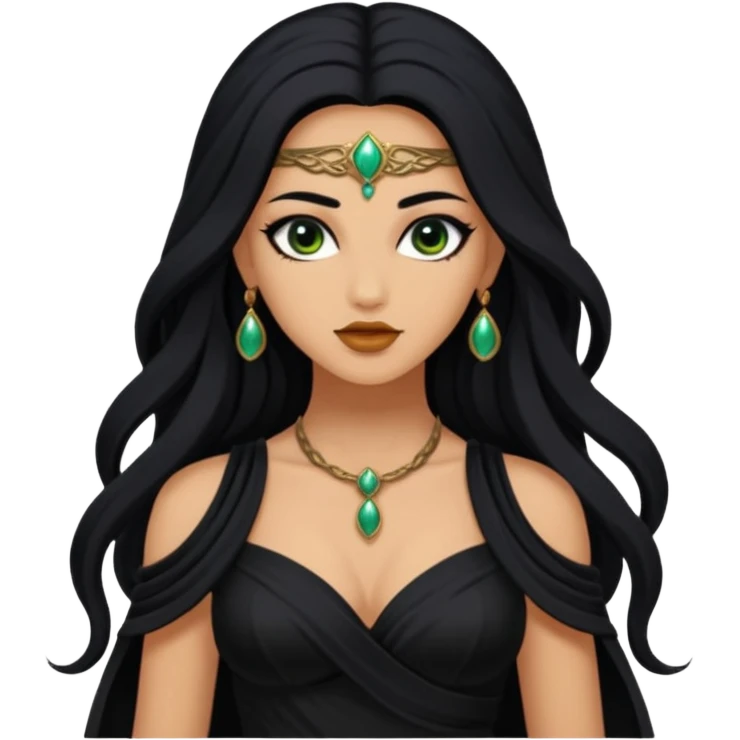  Achlys, Poison Goddess from Rome Mythology with long black hair, black outfit emoji