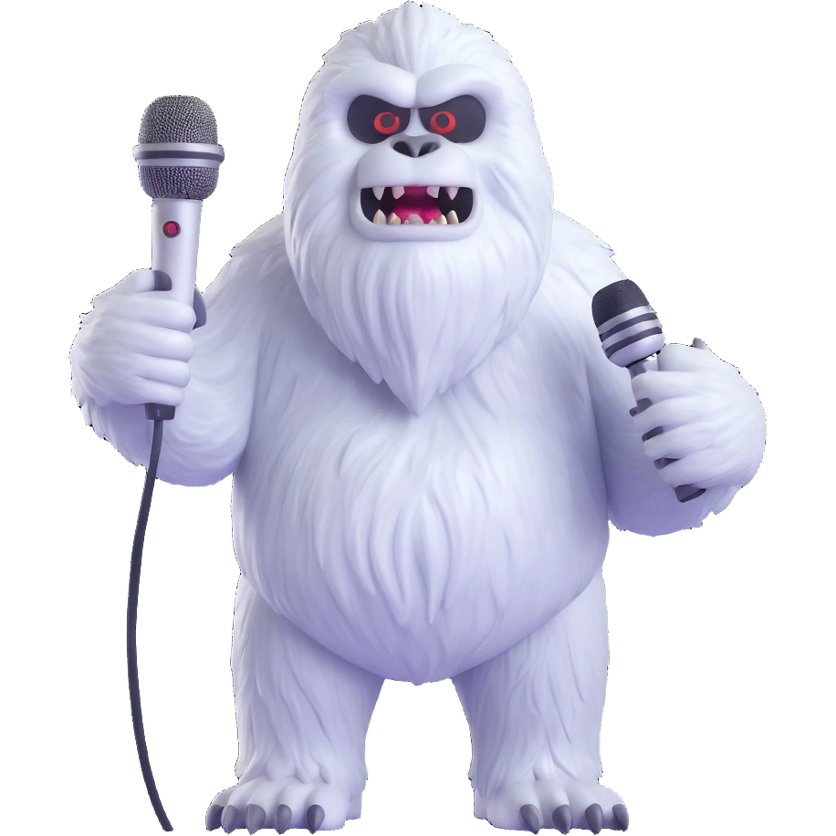 yeti with a microphone emoji