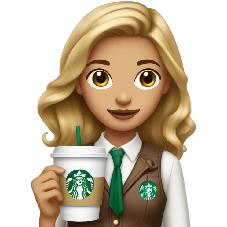 Preppy girl with Starbucks  emoji