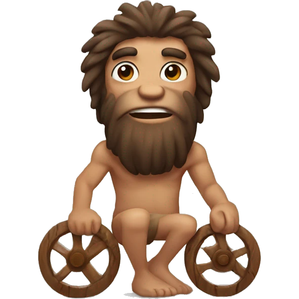caveman with wooden wheels emoji