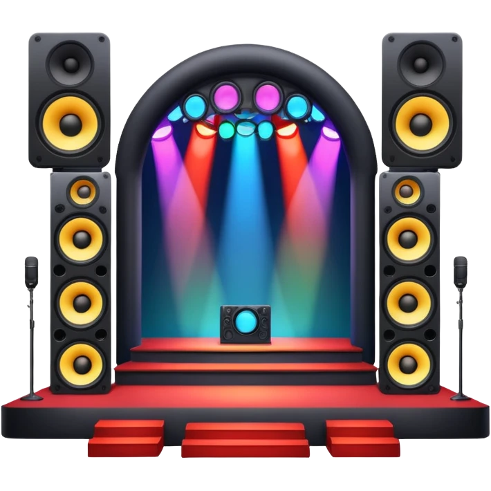 concert stage with colorful lights and huge speakers emoji