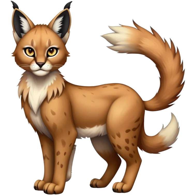 Vibrant dark edgy gothic Falvie-Fionbri-Bobcat-Caracal-creature-sparkle-feline-fursona, full body emoji