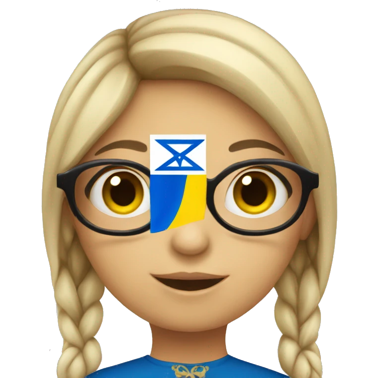 Ukrainian girl with glasses holding Israeli flag  emoji