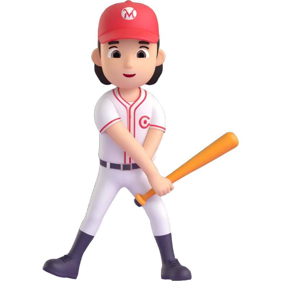 Make the baseball bat character all the same color and render it in a 3D style with no background. emoji