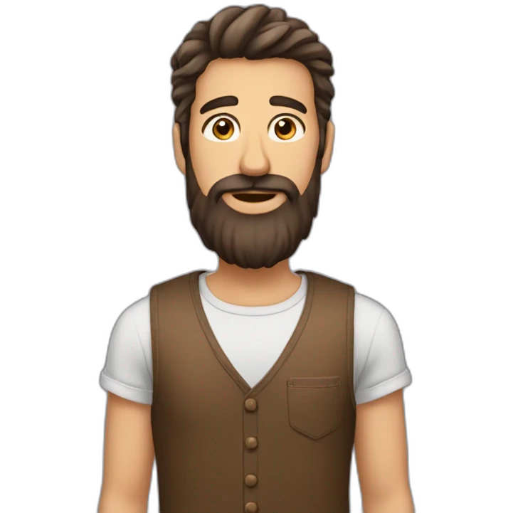 homme cheveux longs brun et barbe emoji