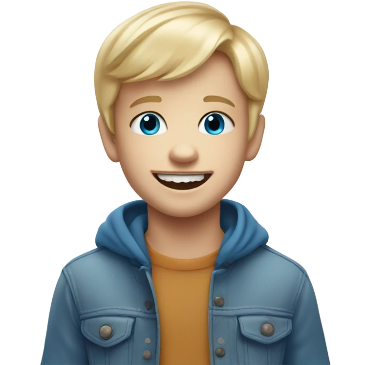 Adorable Blond boy with blue eyes and a gap between his two front teeth emoji