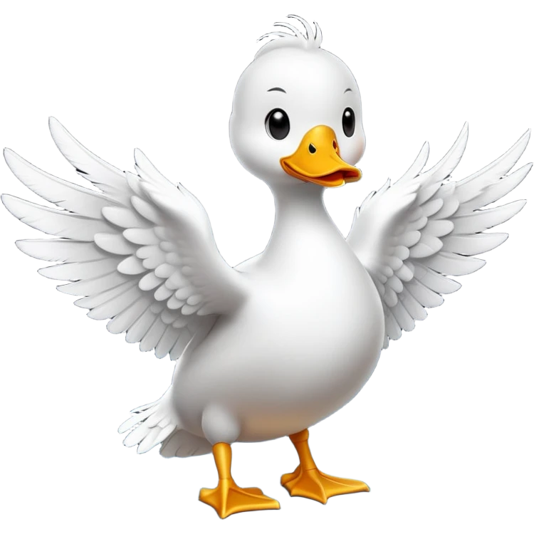 cinematic-[white duck]-realistic-full-body-perched-emoji,-wings-tucked-neatly,-head-tilted-dramatically,-sleek-[white]-feathers,-simplified-yet-realistic-focused-features,-highly-detailed,-glowing-with-an-almost-sarcastic-glow emoji