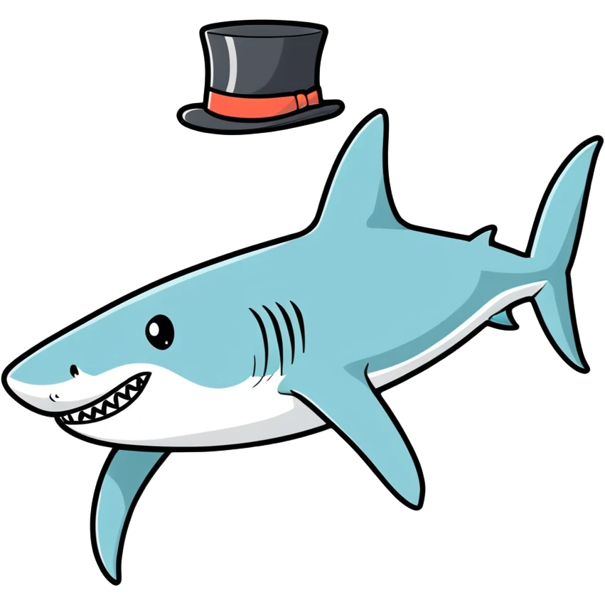 Shark with a top hat emoji