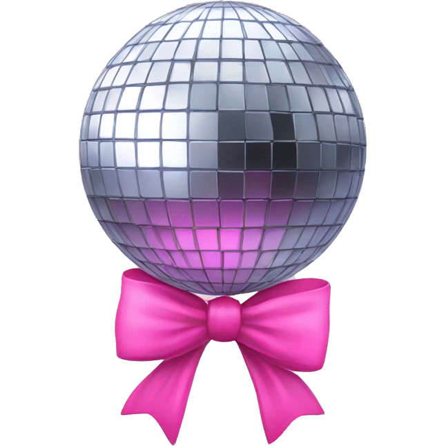 A disco ball with a pink bow on top  emoji