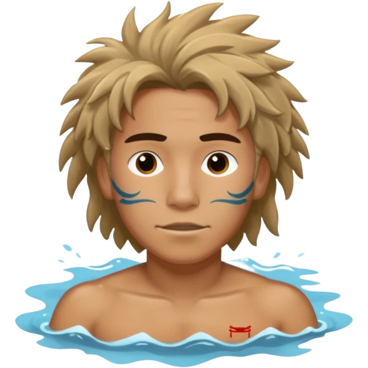 Lifeguard Native American Teenager with messy hair swimming to rescue someone emoji