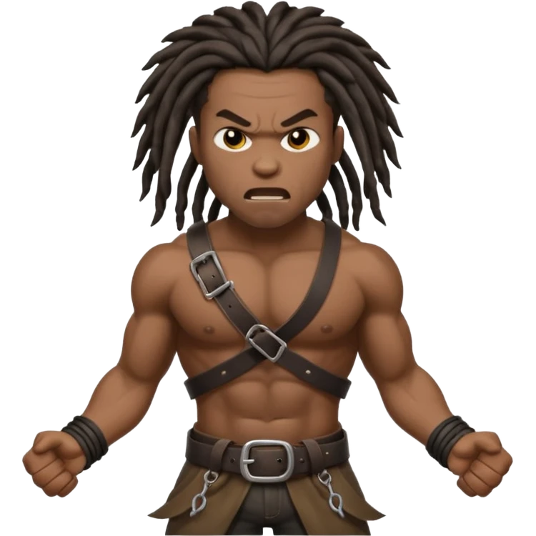 a angry black man with dreads too the side slanging back and forth a belt emoji