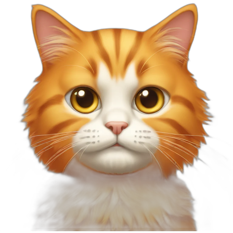 orange hairy cat with grumpy but baby face and long tail emoji