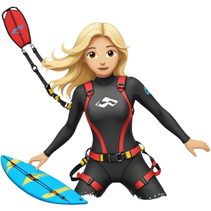 Blonde long haired ladie Kitesurfing with harness emoji