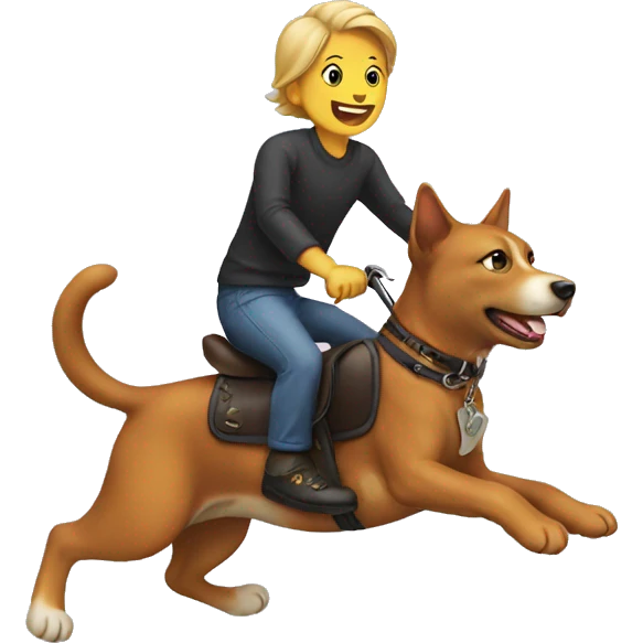Dog riding a cat emoji