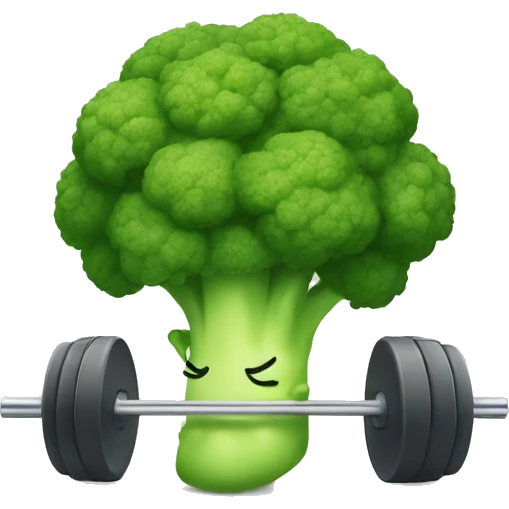 kawaii cute strong broccoli exercising in the gym emoji
