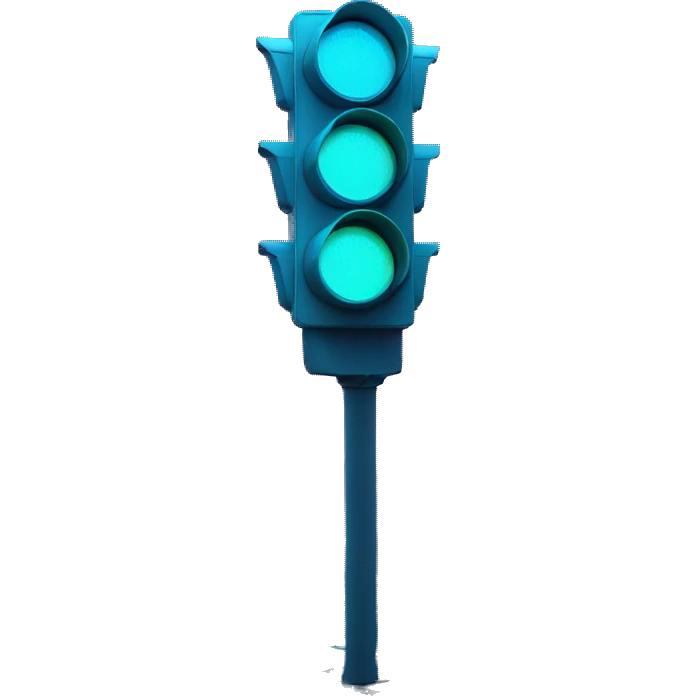 futuristic traffic light blue neon smart sensors emoji