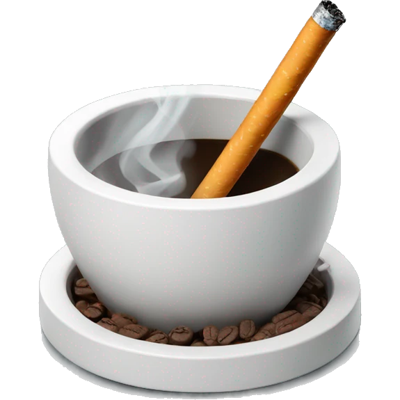 Cigarette in a ashtray, a cup of coffee beside  emoji