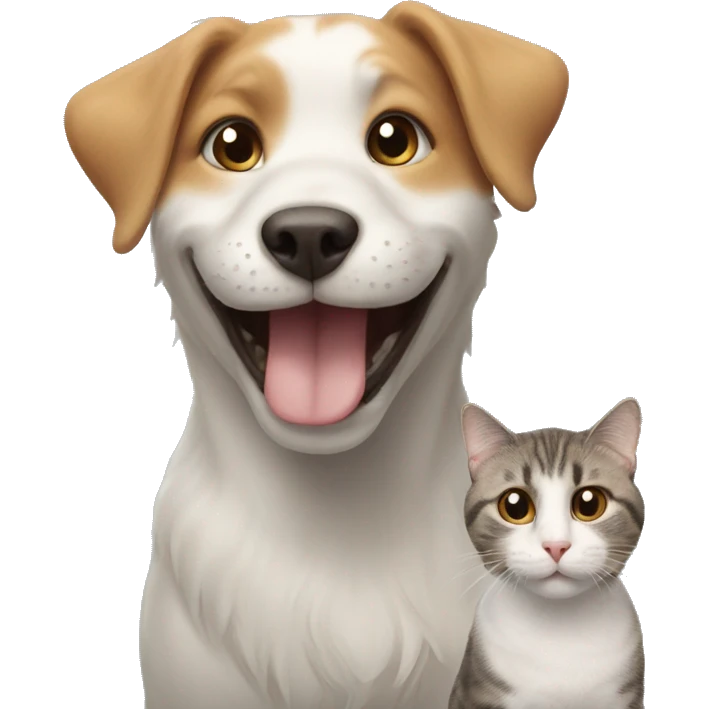 cat smiling to a dog emoji