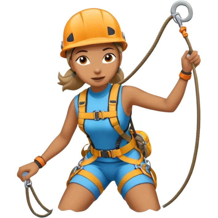 Woman rappelling waterfall emoji