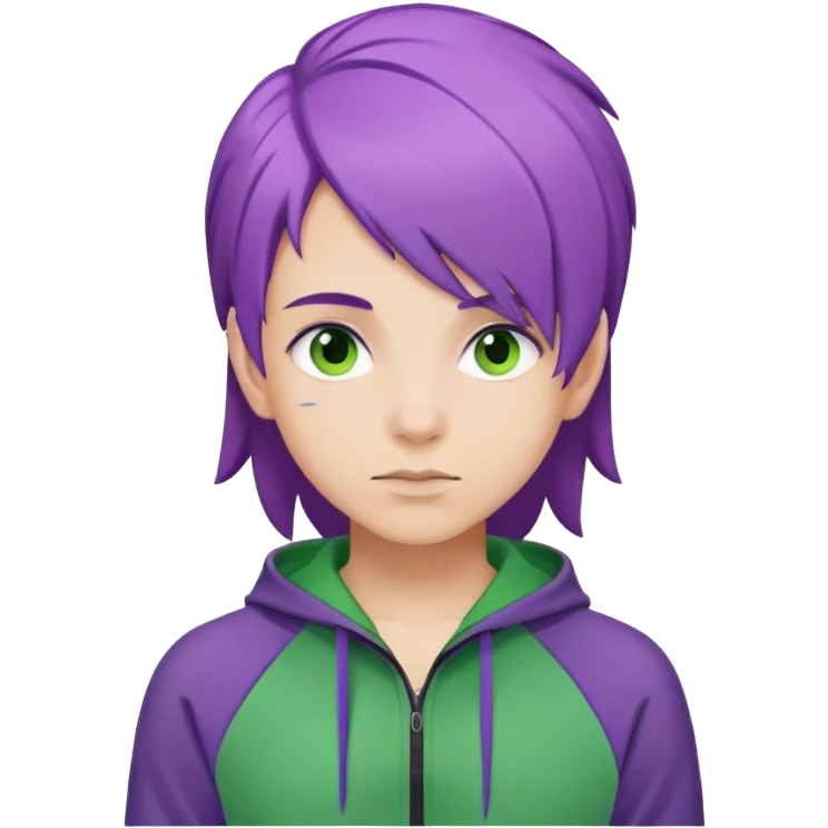 Gut with purple hair and a green tracksuit emoji