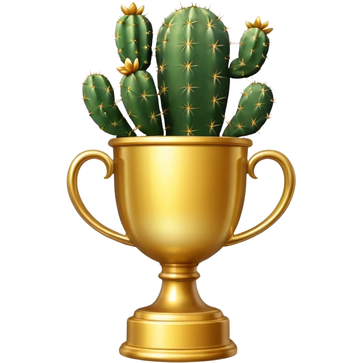 gold cactus cup trophy no face emoji