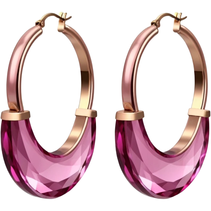 colorshifting burgundy to pale pink gemstone, large size hoop earrings, rendering, isolated 
 emoji