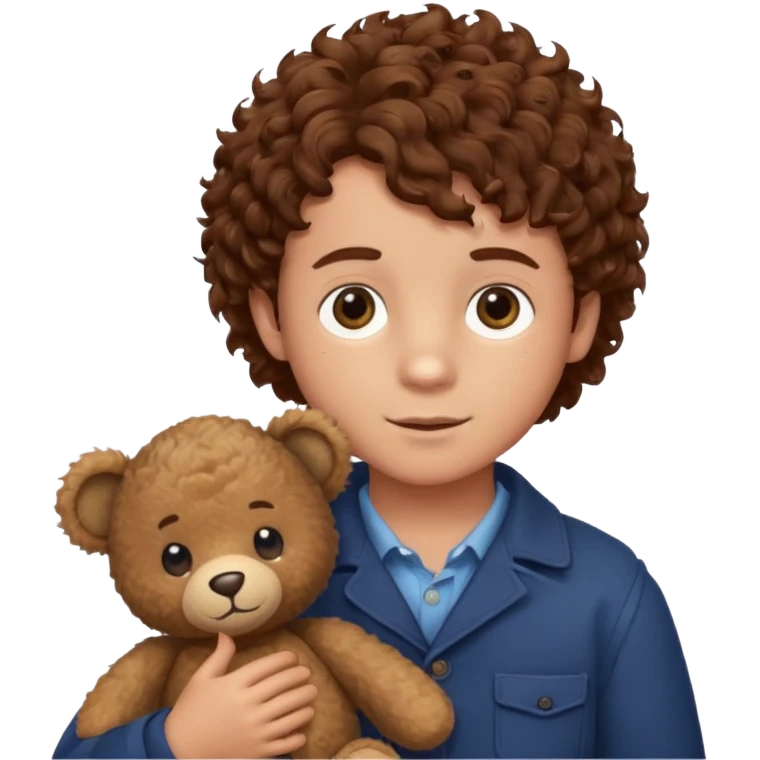 curly hair boy with bear  emoji