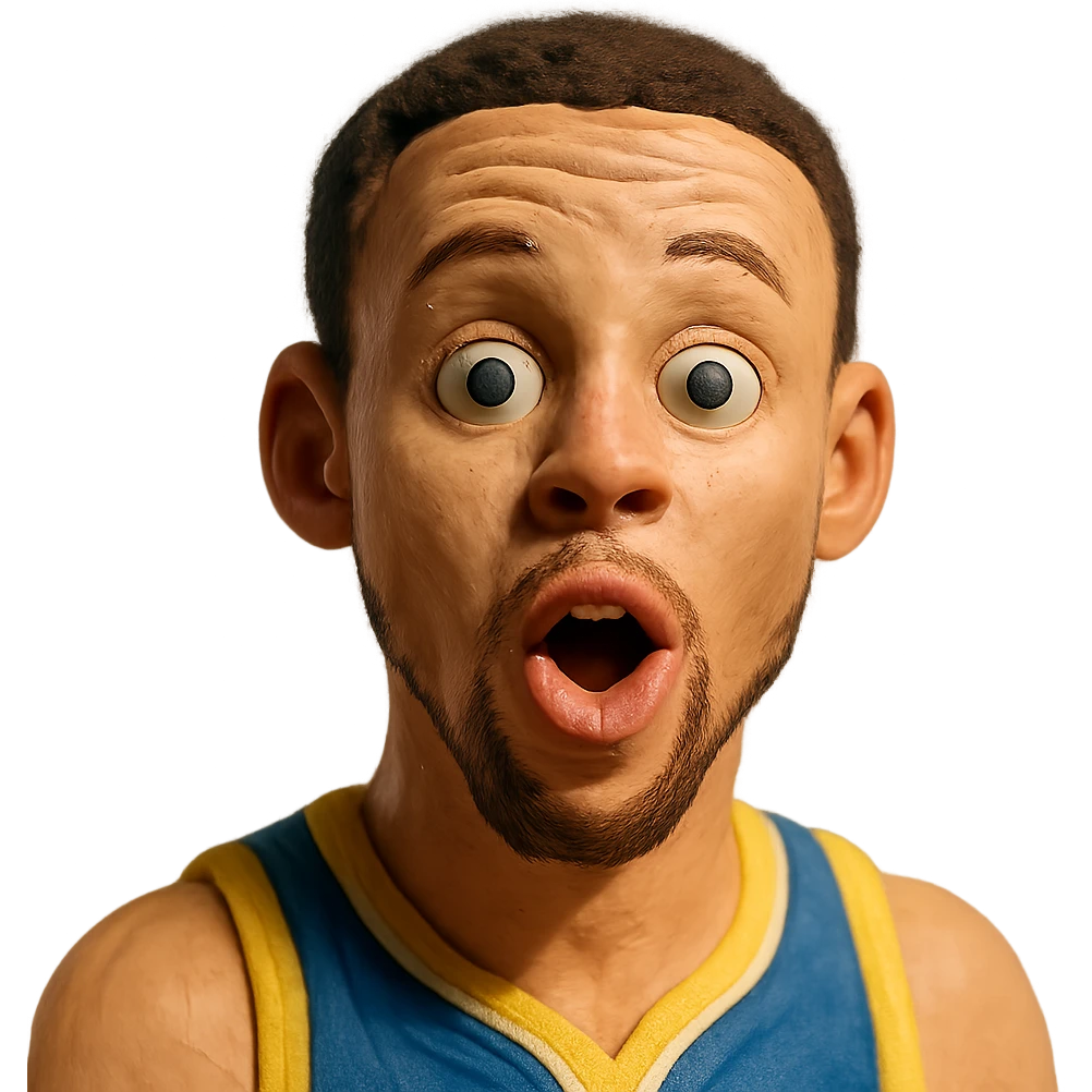 Stephen Curry without a beard, expressive face emoji