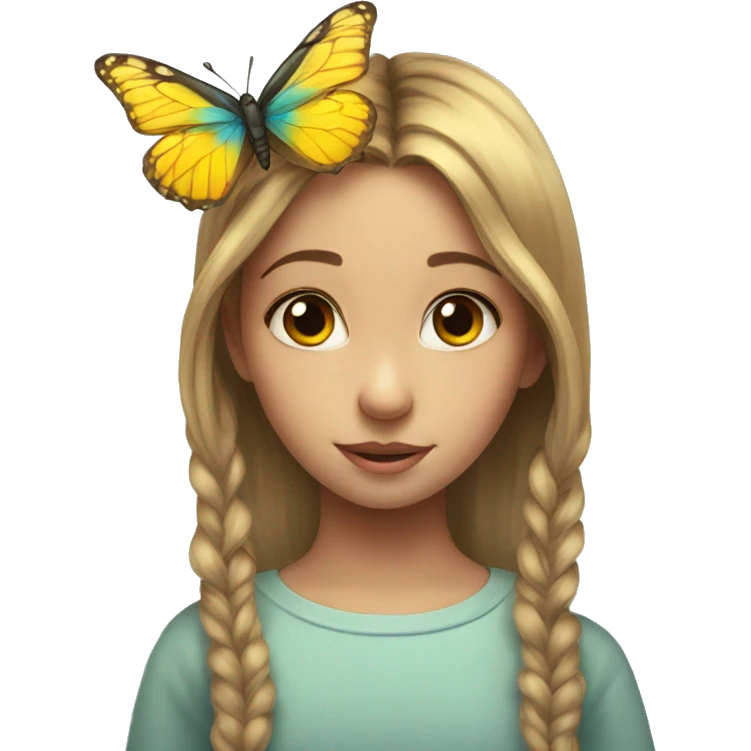 A butterfly on a girls head emoji