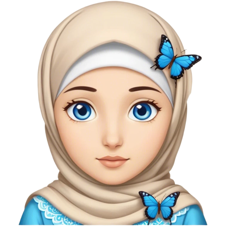 Turkish beautiful finish Konya girl blue eyes with hijab and butterfly dress emoji