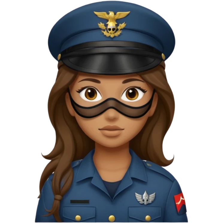 girl soldier with masks and long brown hair emoji
