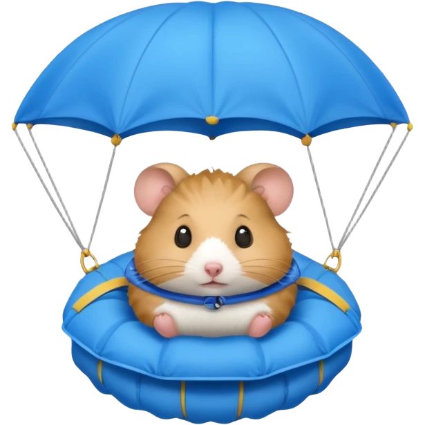 hamster riding blue parachute emoji