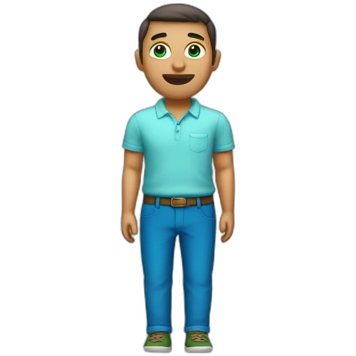 Pitufo azul con ojos verdes y pantalones rojos  emoji