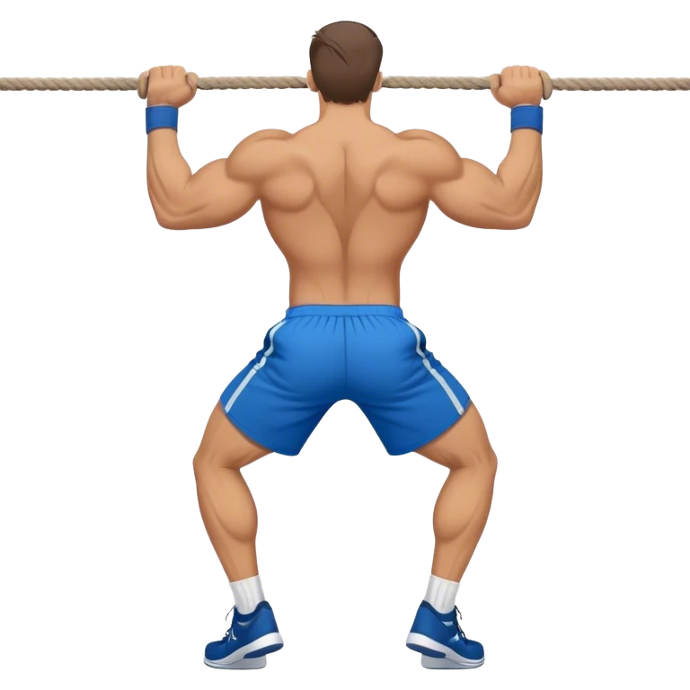 back view of buff man with blue shorts doing cable-rope-face-pulls exercise emoji