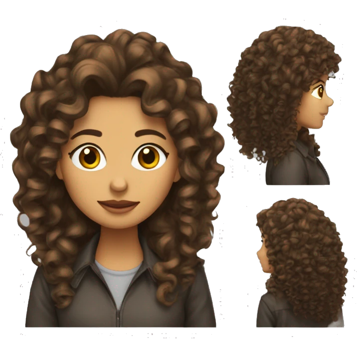 Mujer pelo largo rizado mechas castaño emoji