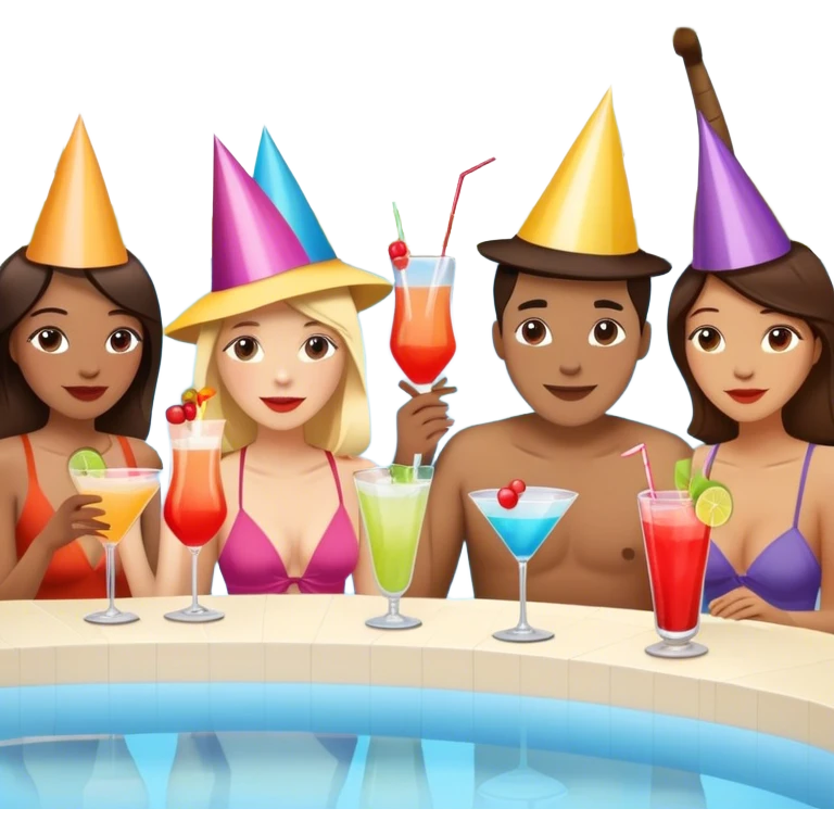 a ton of people getting drunk in front of a pool emoji
