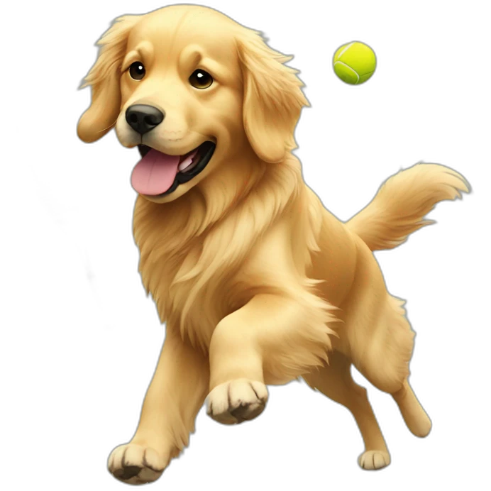 Golden retriever playing tennis emoji