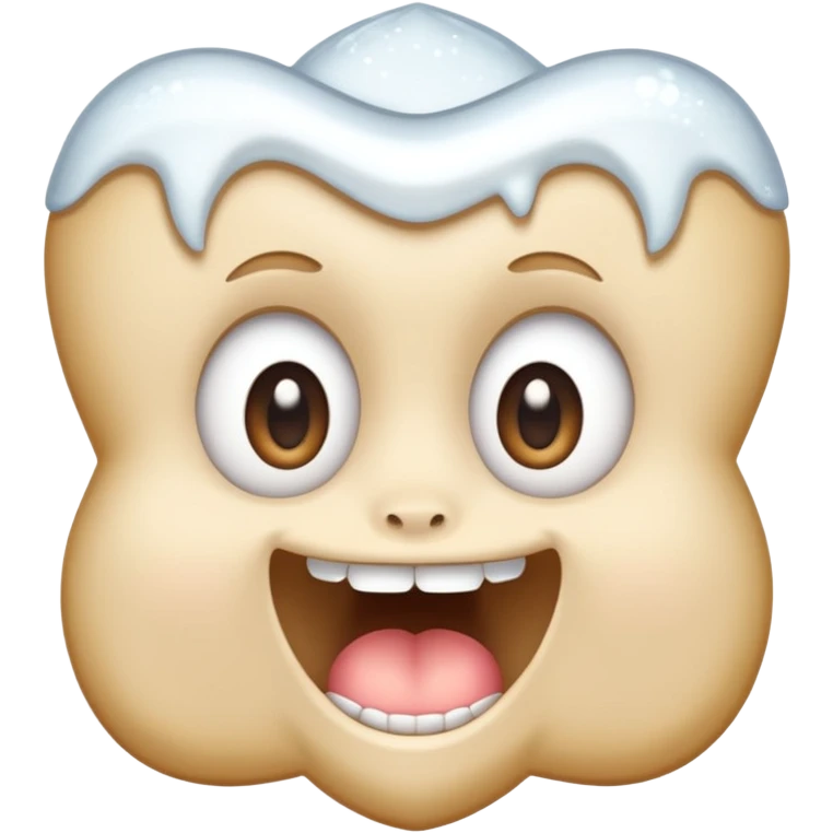 white tooth with a super cute face, big sparkling eyes, small mouth emoji