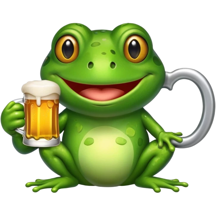 cartoon frog holding a beer mug emoji