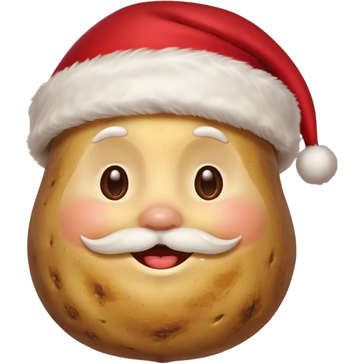Potato with a face and a Santa Christmas hat on emoji