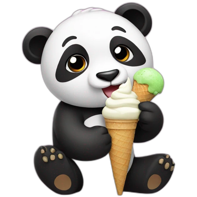Panda eating ice cream emoji
