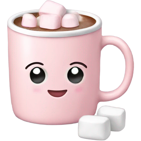 Light Pink mug of hot chocolate with marshmallows  emoji