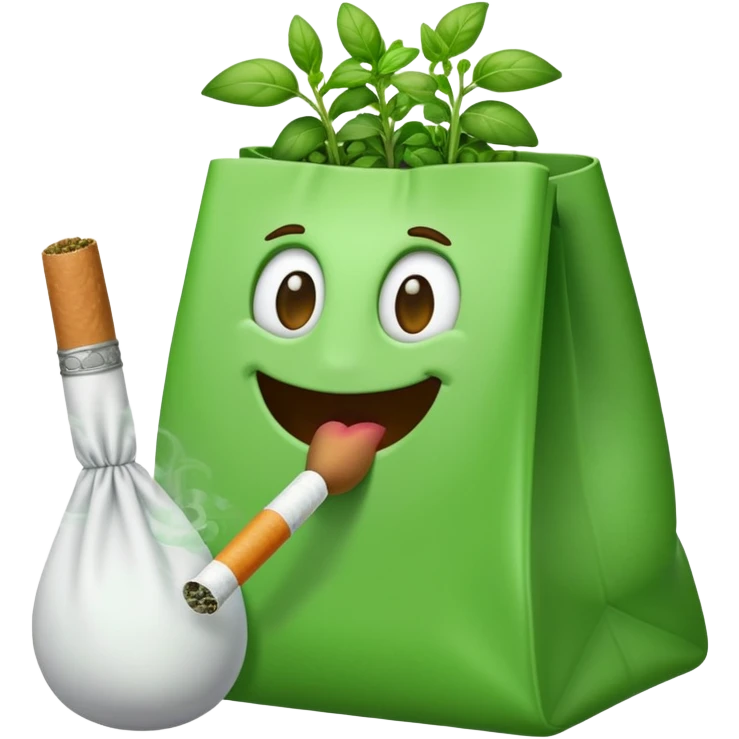 Make a emoji with a white cigarette in it’s mouth with a bag of oregano next to him emoji