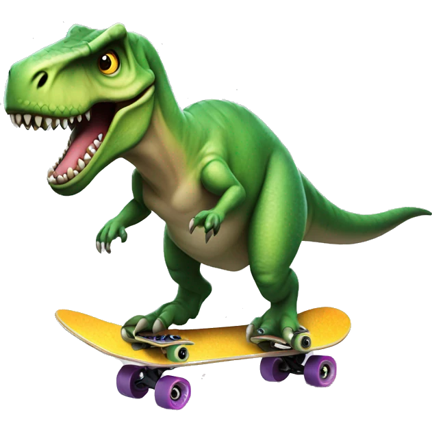 A t-rex on a skateboard emoji